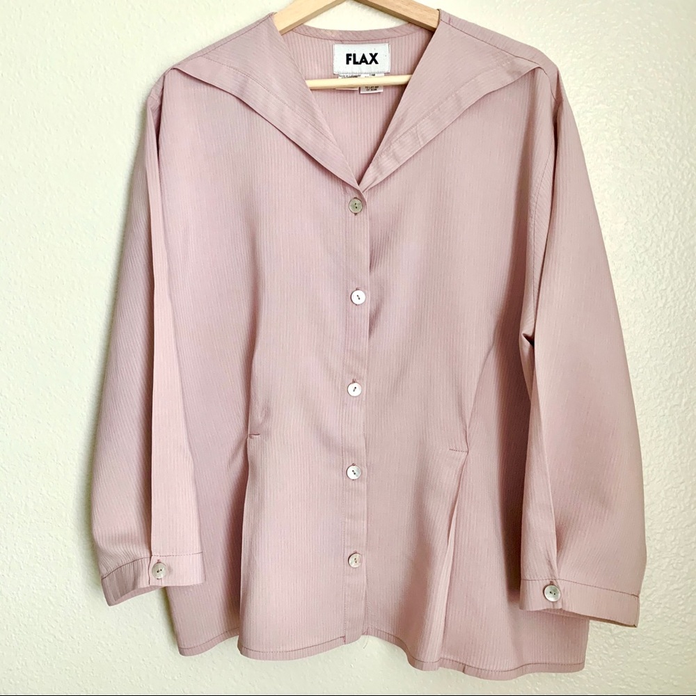 Flax Light Dusty Pink Button Down Blouse Size M - image 1
